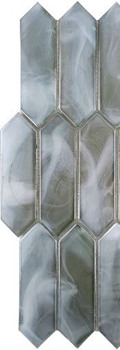 Modern 1.5X4.5 Green Picket Satin Glass Mosaic Tile B2C-SPLAMO1014MPK - B2C TILE OUTLET