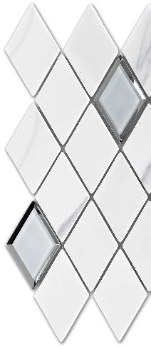 Modern 2X4 White Diamond Glossy Recycled Glass Mosaic Tile B2C-LAMOWH1212MDI - B2C TILE OUTLET