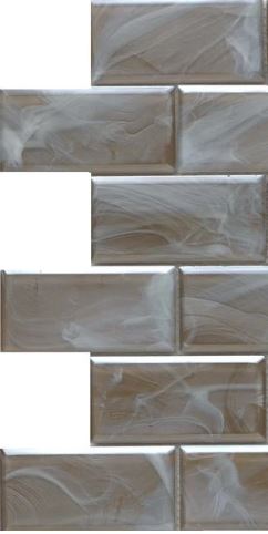 Modern 2X4 Tan Beveled Subway Satin Glass Mosaic Tile B2C-SPLATN1212MBV - B2C TILE OUTLET