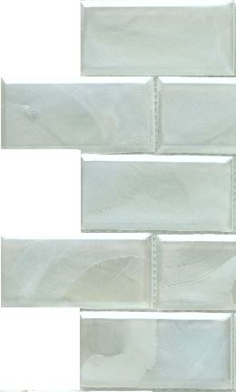 Modern 2X4 White Beveled Subway Satin Glass Mosaic Tile B2C-SPLAWH1212MBV - B2C TILE OUTLET
