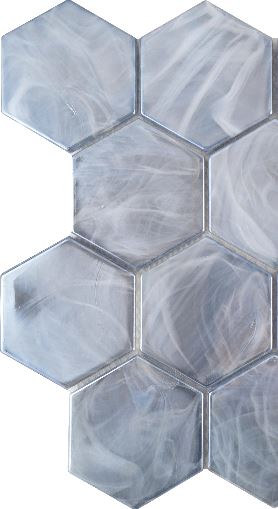 Modern 3" Blue Hexagon Glossy Glass Mosaic Tile B2C-SPLABL1113MH3 - B2C TILE OUTLET