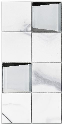Modern 3X3 White Sqaures Glossy Recycled Glass Mosaic Tile B2C-LAMOWH1212MO3 - B2C TILE OUTLET