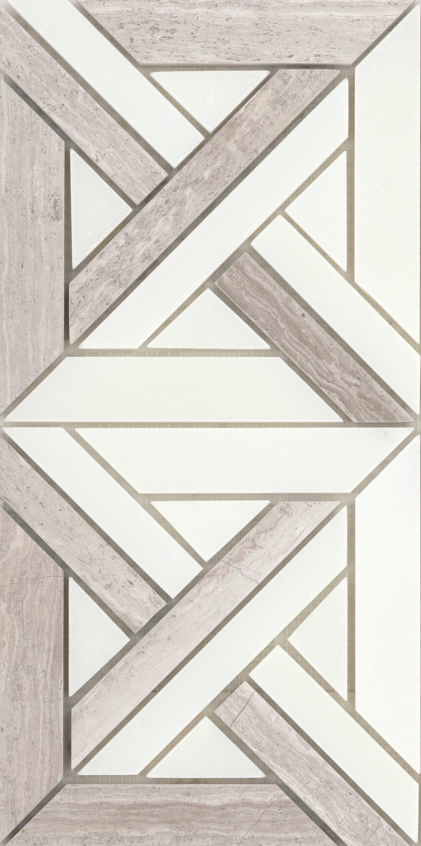Modern 12X12 Cream Cross Pattern Polished Marble Mosaic Tile B2C-ALLUCR1212MCA - B2C TILE OUTLET