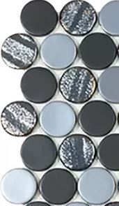 MODERN C25 AQUA BLACK BLEND CIRCLE GLOSSY GLASS - MOSAIC TILE
