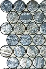 MODERN C25 AQUA BLACK CIRCLE GLOSSY GLASS - MOSAIC TILE