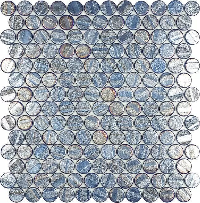 MODERN C25 AQUA DARK BLUE CIRCLE GLOSSY GLASS - MOSAIC TILE