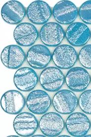 MODERN C25 AQUA LIGHT BLUE CIRCLE GLOSSY GLASS - MOSAIC TILE
