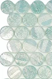 MODERN C25 AQUA LIGHT GREEN CIRCLE GLOSSY GLASS - MOSAIC TILE