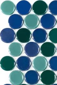 MODERN C25 GREEN BLEND CIRCLE GLOSSY GLASS - MOSAIC TILE