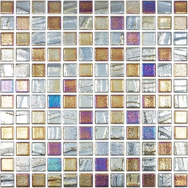 MODERN 1X1 SQUARES FUSION BLACK AQUA BLACK GLOSSY GLASS - MOSAIC TILE