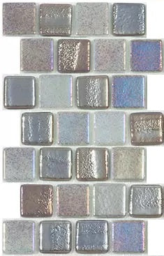 MODERN 1X1 SQUARES FUSION GREY T STAGGERED AQUA GREY GLOSSY GLASS - MOSAIC TILE