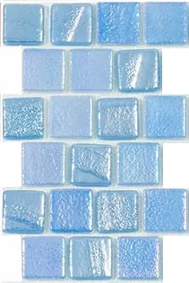 MODERN 1X1 SQUARES FUSION LT BL T STAGGERED AQUA LIGHT BLUE GLOSSY GLASS - MOSAIC TILE