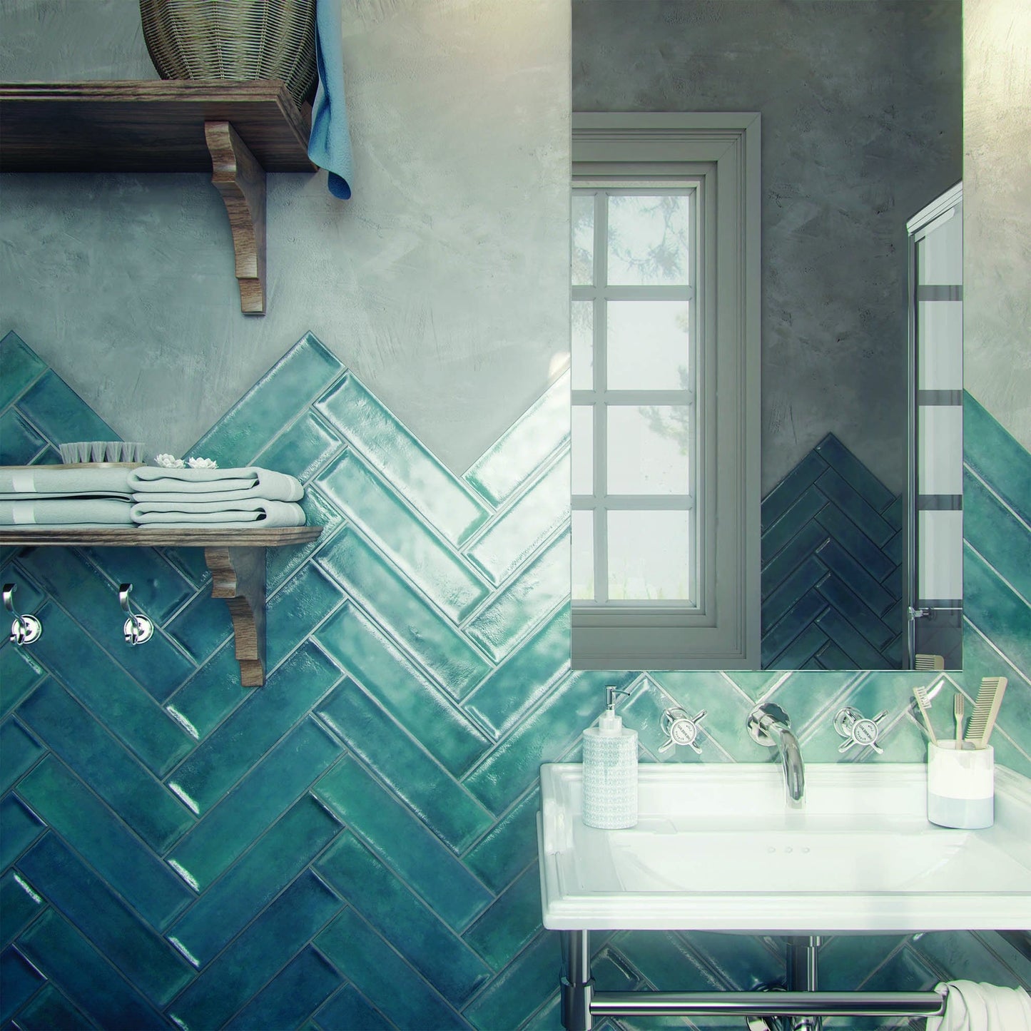 Modern 3X12 Blue Green Subway Ceramic Subway Tile W32RAKUBL0312P26