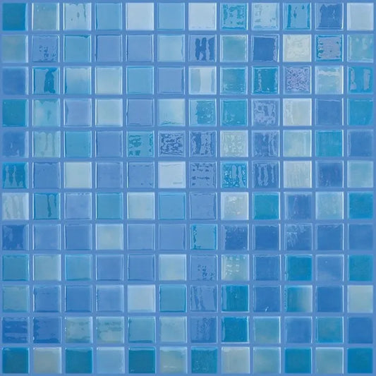 Modern 1X1 093403MANTID LUX Blue Lagoon Anti-slip Glass - 403ANTI Mosaic Tile - B2C TILE OUTLET