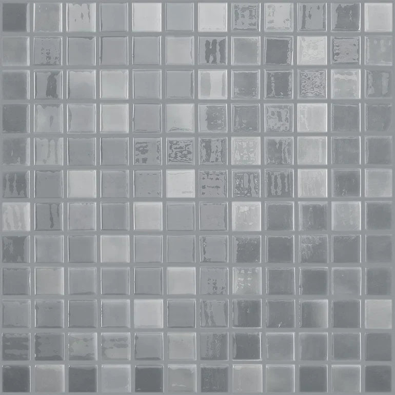 Modern 1X1 Squares 093418M Gray Glossy Glass - 418 Mosaic Tile - B2C TILE OUTLET