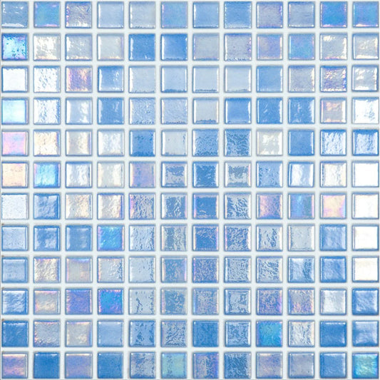 MODERN 1X1 093552MANTID SHELL AZURE - 552 ANTISLIP GLASS MOSAIC TILE