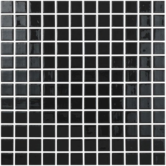 MODERN 1X1 093900M Black Glossy Glass - 900 MOSAIC TILE - B2C TILE OUTLET