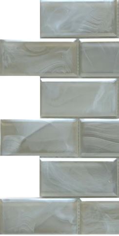 Modern 2X4 Silver Beveled Subway Satin Glass Mosaic Tile B2C-SPLASI1212MBV - B2C TILE OUTLET