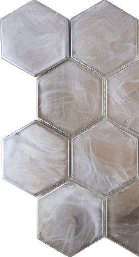 Modern 3" Tan Hexagon Glossy Glass Mosaic Tile B2C-SPLATN1113MH3 - B2C TILE OUTLET