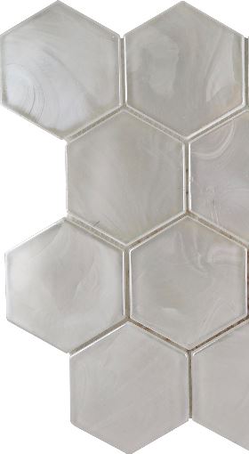 Modern 3" White Hexagon Glossy Glass Mosaic Tile B2C-SPLAWH1113MH3 - B2C TILE OUTLET