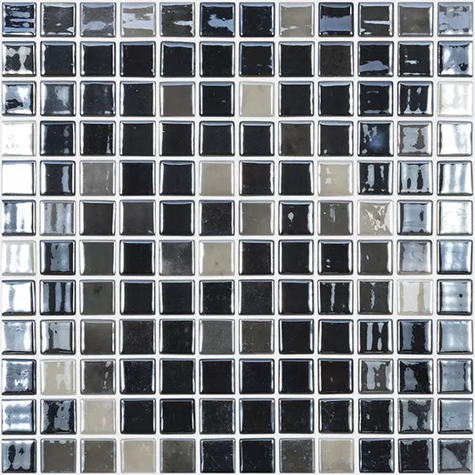 MODERN 1X1 093407M LUX BLACK VELVET GLOSSY GLASS- 407 MOSAIC TILE