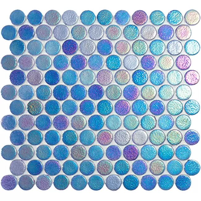 MODERN C25 555 SHELL SAPPHIRE CIRCLE GLOSSY GLASS - MOSAIC TILE