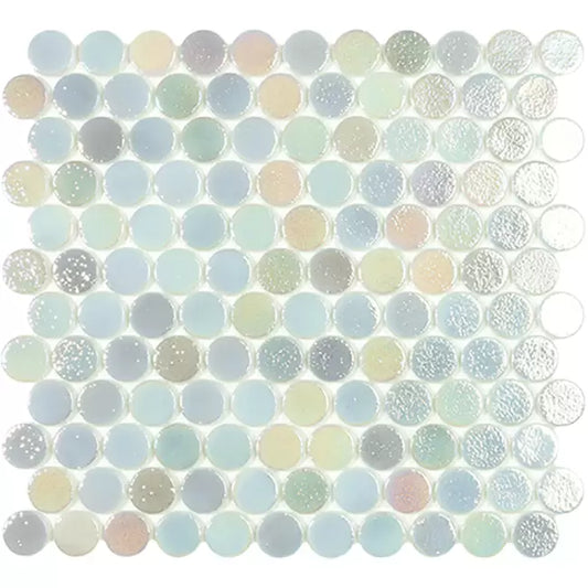 MODERN C25 557 CIRCLE STEEL GLOSSY GLASS - MOSAIC TILE