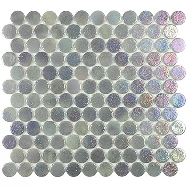 MODERN C25 SHELL PLATINUM 558 CIRCLE GLOSSY GLASS - MOSAIC TILE