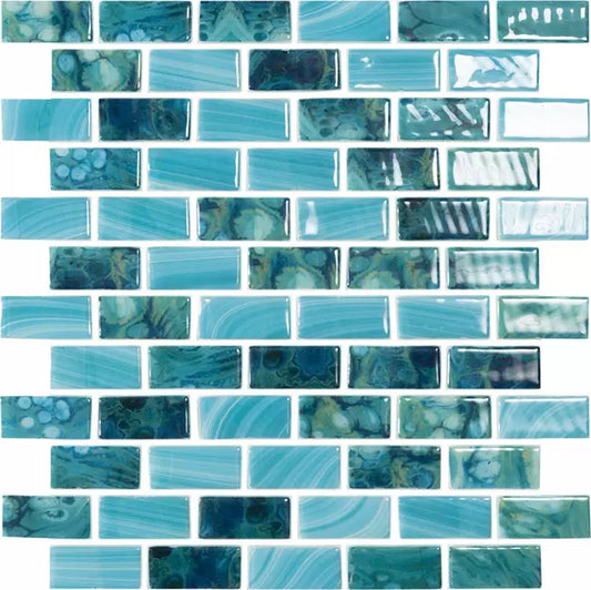 MODERN 5607 SKY 1X2 BR GLOSSY GLASS - MOSAIC TILE