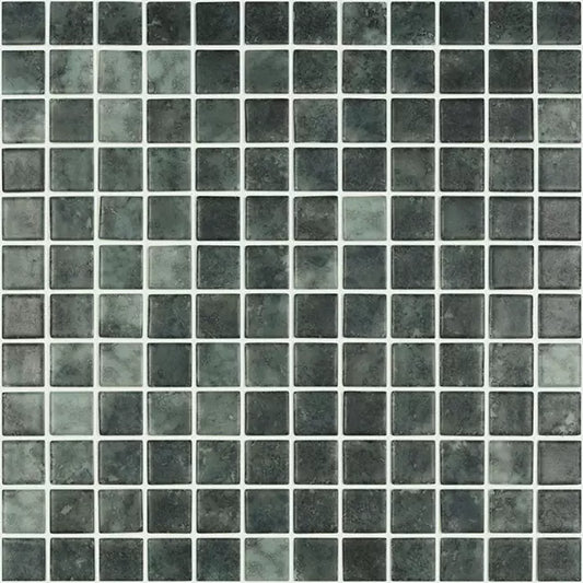 MODERN 1X1 5703 STACKED SQUARES GREEN BLACK JNG M MATTE - MOSAIC TILE