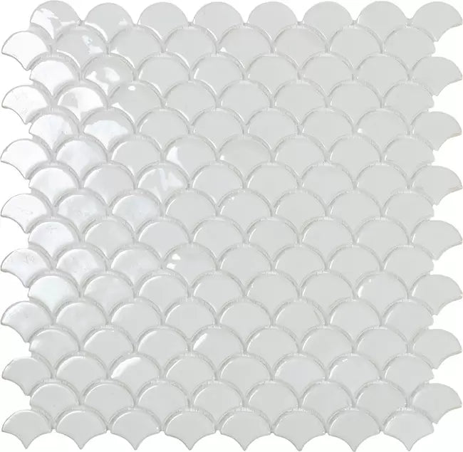 MODERN 32MMX29MM FANS SOUL 6000 BRIGHT WHITE GLOSSY GLASS MOSAIC TILE