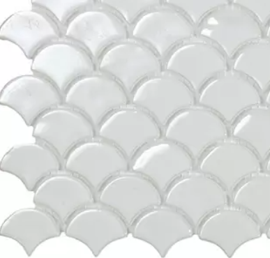 MODERN 32MMX29MM FANS SOUL 6000 BRIGHT WHITE GLOSSY GLASS MOSAIC TILE