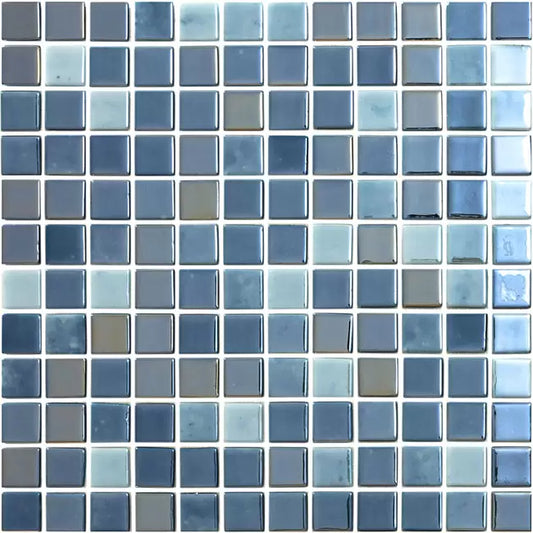 MODERN 1X1 0936004M LUX DARK OCEAN BLUE GLOSSY GLASS- 6004 MOSAIC TILE