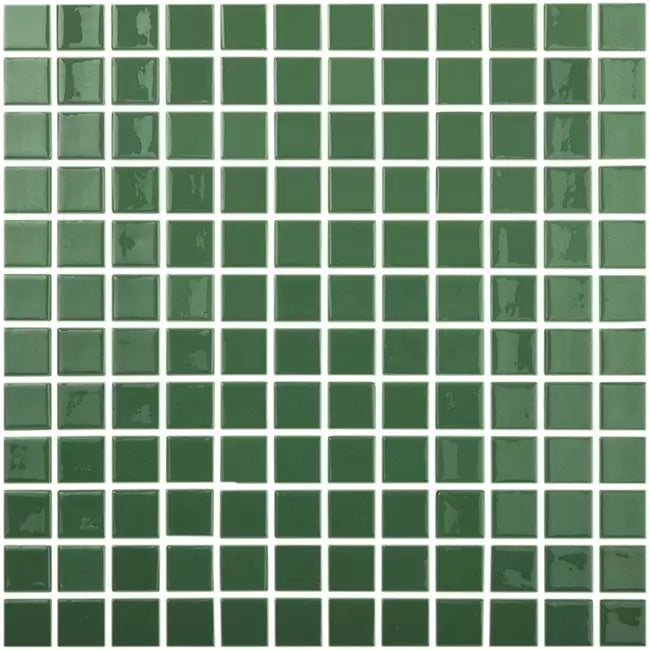 MODERN 1X1 093602M Dark Green Glossy Glass - 602 MOSAIC TILE - B2C TILE OUTLET