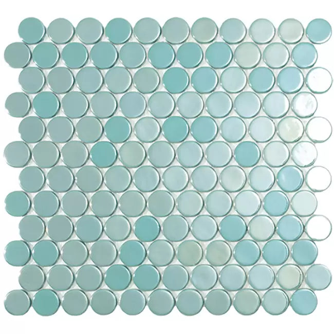 MODERN C25 6001 BR TURQUOISE CIRCLE GLOSSY GLASS - MOSAIC TILE