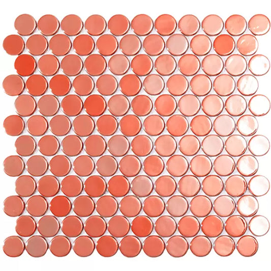 MODERN C25 6002 LIVE CORAL CIRCLE GLOSSY GLASS - MOSAIC TILE