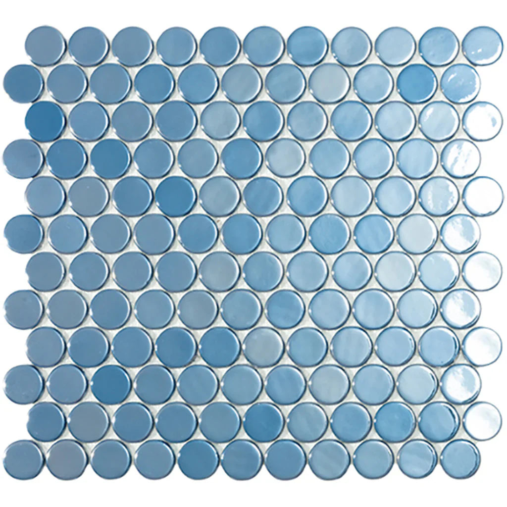 MODERN C25 6004 BD DK BLUE CIRCLE GLOSSY GLASS - MOSAIC TILE