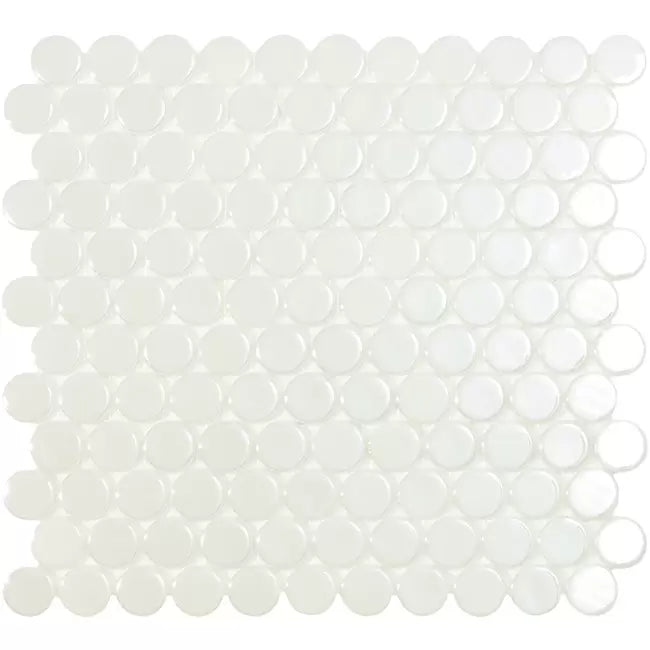 MODERN C25 6000 BR WHITE CIRCLE GLOSSY GLASS - MOSAIC TILE