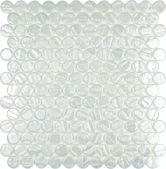 MODERN C25 AQUA WHITE CIRCLE GLOSSY GLASS - MOSAIC TILE