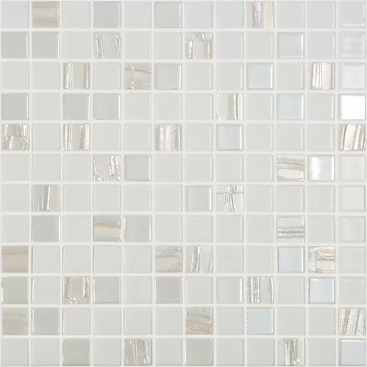 MODERN 1X1 ASTRA WHITE GRAY WHITE GLOSSY AND MATTE GLASS MIX MOSAIC TILE