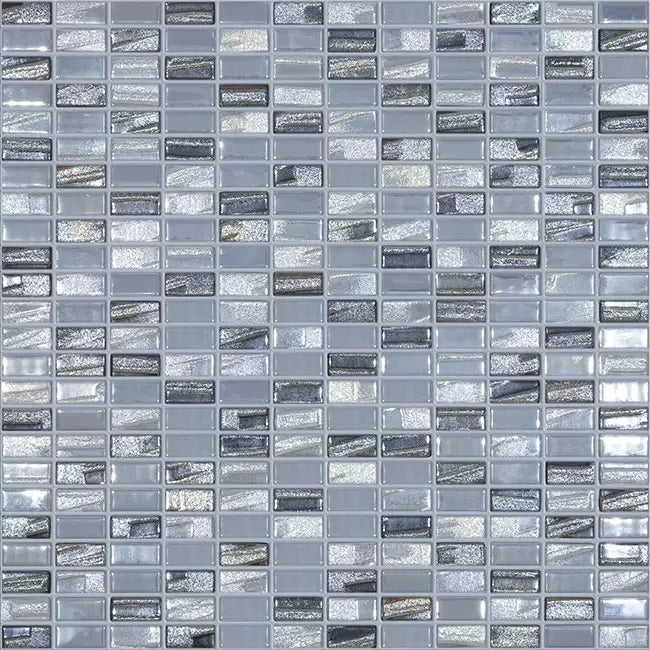 MODERN 1/2X1 BIJOU SILVER GLOSSY GLASS - MOSAIC TILE