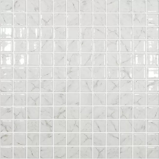 MODERN 1X1  CARRARA GREY BR GLOSSY GLASS - MOSAIC TILE