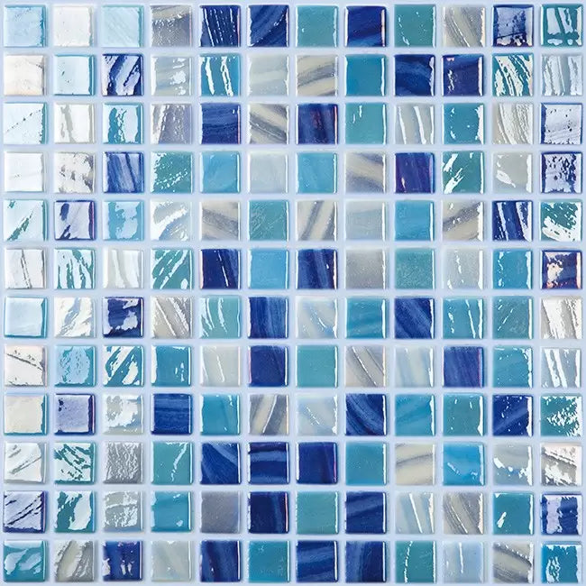 MODERN 1X1 CLOUD MIX GLOSSY GLASS TITANIUM - MOSAIC TILE