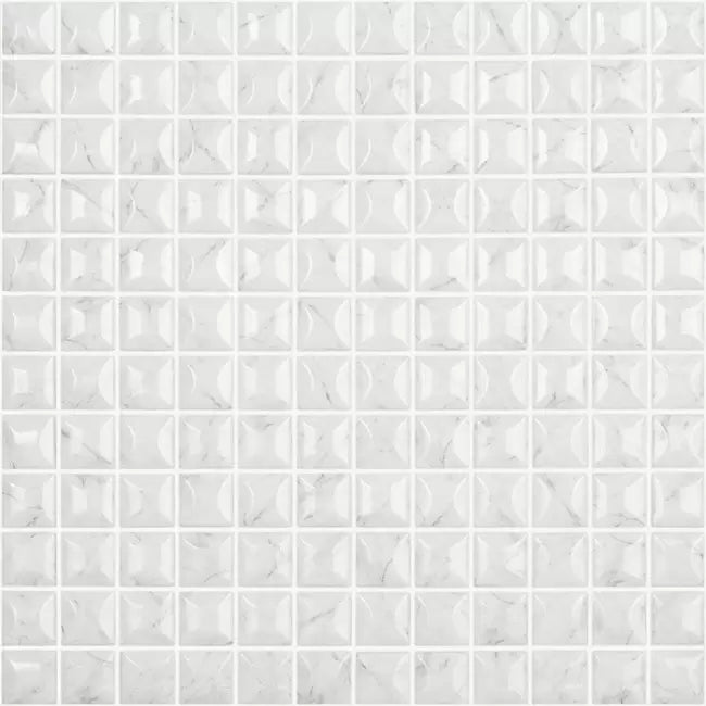 MODERN 1X1  EDNA CARRARA GREY BR GLOSSY GLASS - MOSAIC TILE