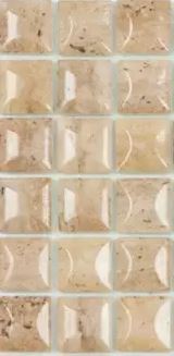 MODERN 1X1 EDNA TRAVERTINO BEIGE BR GLOSSY GLASS - MOSAIC TILE