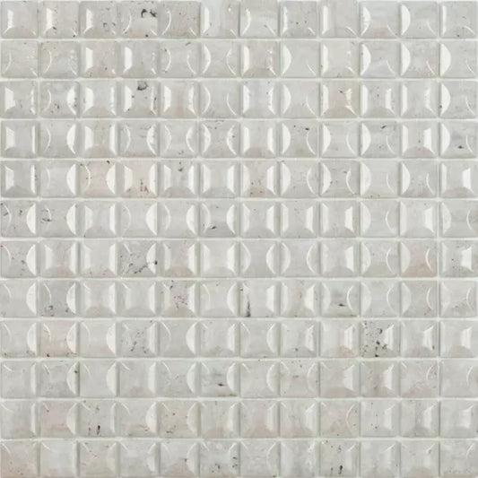 MODERN 1X1 EDNA TRAVERTINO BONE BR GLOSSY GLASS - MOSAIC TILE