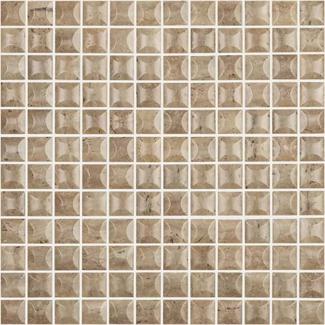 MODERN 1X1 EDNA TRAVERTINO NOCE MT MATTE GLASS - MOSAIC TILE