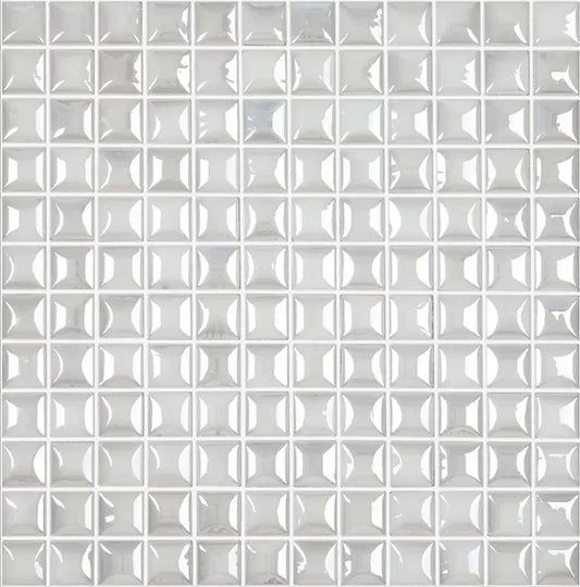 MODERN 1X1 EDNA WHITE GLOSSY GLASS - MOSAIC TILE