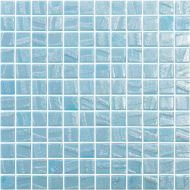 MODERN 1X1 SQUARES AQUA FIRE GLASS GLOSSY MOSAIC TILE