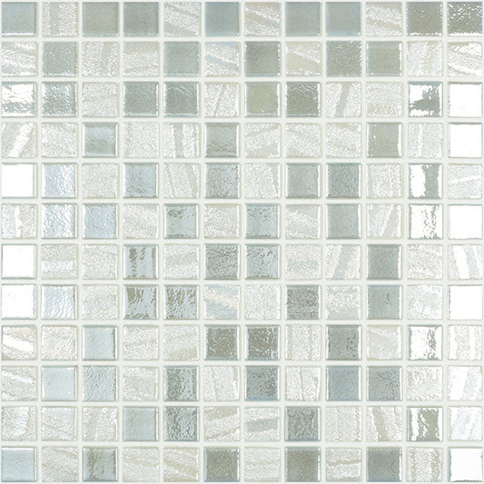 Modern 1X1 Stacked Squares Fusion Pearl Iridescent Glossy Glass Mosaic Tile - B2C TILE OUTLET